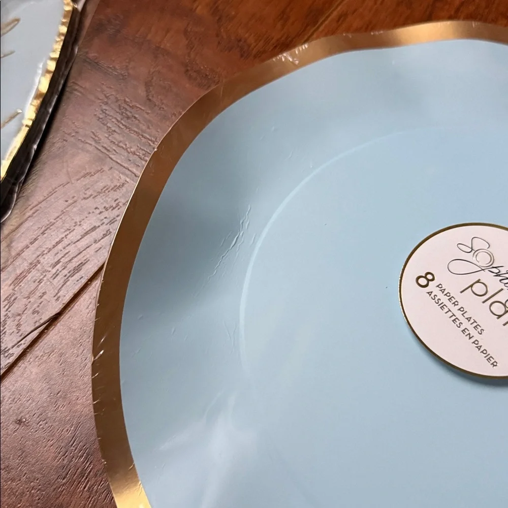 READ - NWT Baby Boy Blue Gold Plates Napkins Baby Shower Party Tableware